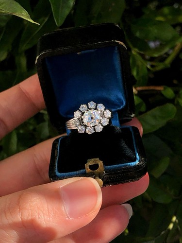Antique 18k gold cluster - , ring