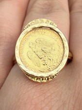 Bague En Or 750/1000 18 Carats Avec Monnaie Montée Dos Pesos 4,44 Grammes