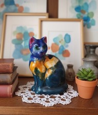 ​🐱 Céramique Chat de Vallauris - Émaux Vifs - H. 15 cm