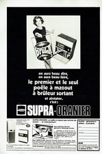 publicité Advertising  0922  1969   Supra-Oranier  poele à mazout  bruleur sorta