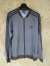Veste ADIDAS rétro vintage gris noir TREFOIL sport jacket jacke L