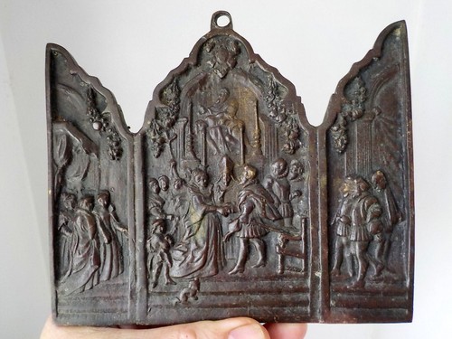 Plaque bas relief bronze - plaque,