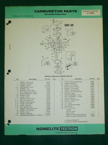 Homelite chain saw carburetor - chain,