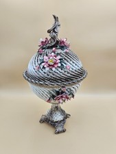 Coupe Bonbonnière pot porcelaine italienne Capodimonte(?) signée “N” couronné