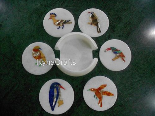 White marble coaster set - white,