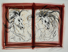 VENTS SABLES Chevaux GRAVURE