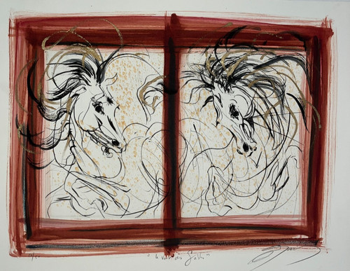 Vents sables chevaux gravure - sables,