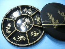 Boîte ANCIENNE en bois laqué service de table origine JAPON Taille 30cm  _B23