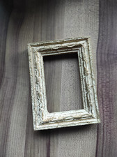 Petit cadre photo rectangle vintage, bois, stuc et or, sans vitre et sans fond