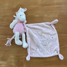 Doudou licorne Lili rose blanc