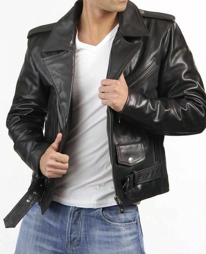 Blouson motard cuir noir - de,