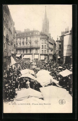 Cpa limoges place des bancs - des,