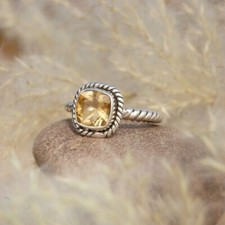 Exquis Gemme Topaze 925 Argent Bague Tout Taille