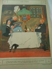 1894 Original Print Humour Filet Madère Chat Noir
