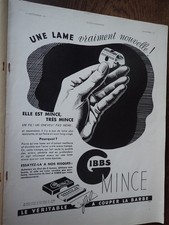 lame rasoir GIBBS + cheminée RADIANTE ARTHUR MARTIN + CUTEX ILLUSTRATION 1934