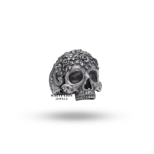 Bague homme skull - skull, fleur