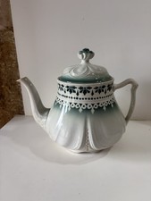 Ancienne Théière Badonviller Motifs Orientaux Vert Collection Déco