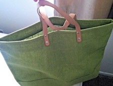 NEW Tan Leather Straw Tote