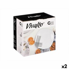 Assiettes Vivalto Blanc Noir Verre opalin Rayures 18 Pièces [2 Unités]