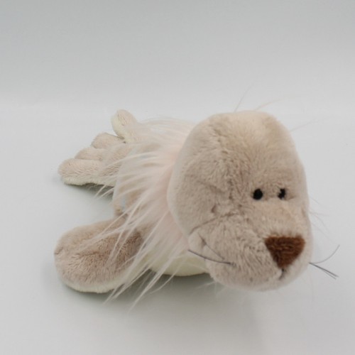 Doudou peluche phoque beige