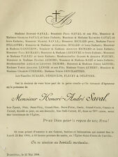 HONORE SAVAL Fillastre Hurard FAIRE PART Dehors Deschartres DARNETAL 1904 