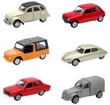Lot de 6 voitures Miniatures Retro Citroën Renault 3 inches 7cm Jouet WEL13