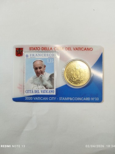 Stamp and coin card vatican - coin,
