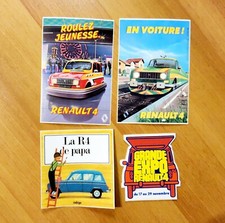 lot 4 autocollant ancien voiture RENAULT 4 R4 4L old sticker vintage aufkleber 