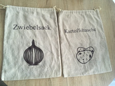 2 sacs à pommes de terre/Oignons coton+Lin