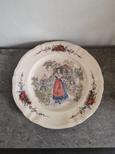 Ancien Plat Grande Assiette Obernai Digoin Sarreguemines H Loux Alsacienne Deco 