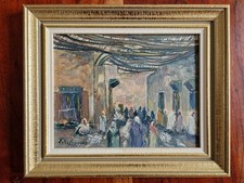 Jean Roger Sourgen Huile sur panneau Souk à Marrakech tableau peinture art