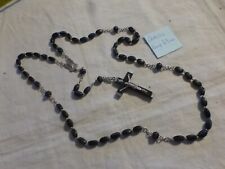 ancien neuf chapelet  59 grains perle noir en corozo tagua  indecrochable 49 cm