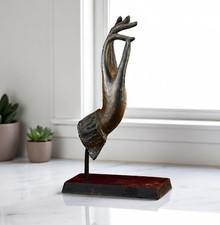 Bronze Bouddha Main Statuette Métal Stand Thaïlande Sculpture Déco Bouddhiste