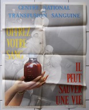 Affiche ancienne Campagne pour Don de Sang Santé Médecine Vintage art poster