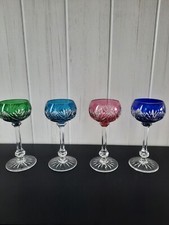 4  verres à vin " ROEMER  Saint Louis coloré - Haut : 17 Cm