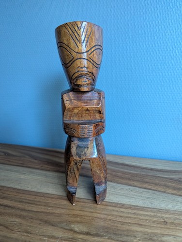 Tiki bois sculpté signé - tiki, sculpté,