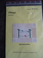 KIT POINT DE CROIX COMPTE  NICOLE BAUTZ  SPATZENTREFFEN  OISEAUX  8,5 X 13 cm