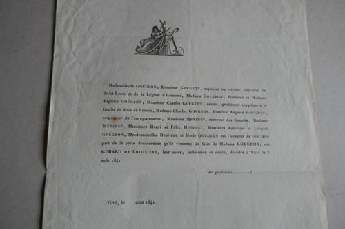 1841 décés mme gougeon - gougeon, née