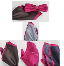 Nœud Papillon Homme Fuchsia Ensemble Pochette De Soie Uni 0 Bords Contraste Bout