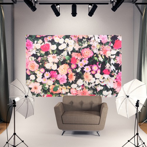 Panneau mural fleuri tenture - panneau,