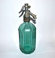 Siphon Bleu vert ancien - APA GAZOASA STAS - bouteille à eau de Seltz