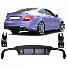 Mercedes W204 C204 Diffuseur Pare-choc arrière noir mat + support pour C63 AMG