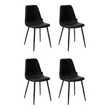 Lot de 4 Chaises en Tissu "Tyka" 85cm Noir