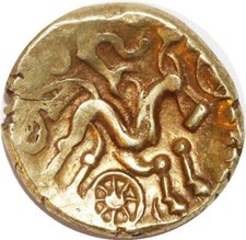 CD0798 Rare R3 Gauloise Suessions Statère Oeil Classe III -100 Or Gold AU