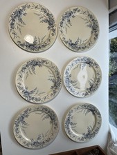 Assiettes à dîner anciennes Creil et Montereau Linotte, lot de 6