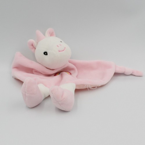Doudou plat licorne rose arc