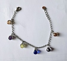 Bracelet en argent rhodié pampilles boules en verre