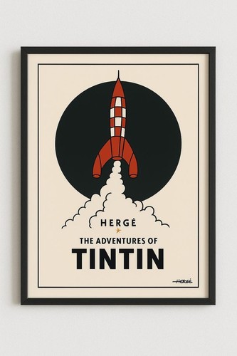 Tintin rocket art print retro - rocket,