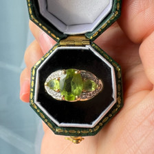 Antique French 18K gold peridot diamond ring