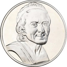 France, Médaille, Buste de Voltaire, Jean Antoine Houdon, 1980, Argent, SUP+